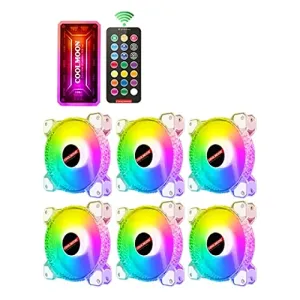 Connectors AXYB Coolmoon Computer PC Fan Adjust RGB Cooling Fan Diamond 120mm PWM 6PIN Adjustable Silent Aperture RGB Case Fans - (Color: E)