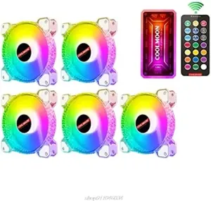 Connectors Coolmoon Computer PC Fan Adjust RGB Cooling Fan Diamond 120mm PWM 6PIN Adjustable Silent Aperture RGB Case Fans Jy10 21 - (Color: D)
