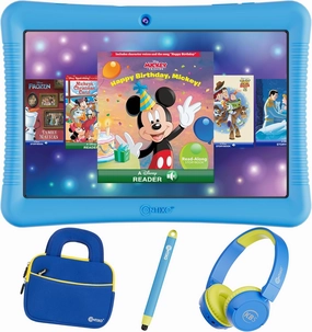 Contixo 10" Android Kids Tablet Bundle - 32GB, 80  Disney Storybooks ($350 Value), Parental Controls, Kid-Proof Case w/Kickstand & Stylus, Headphones & Sleeve Bag - Blue