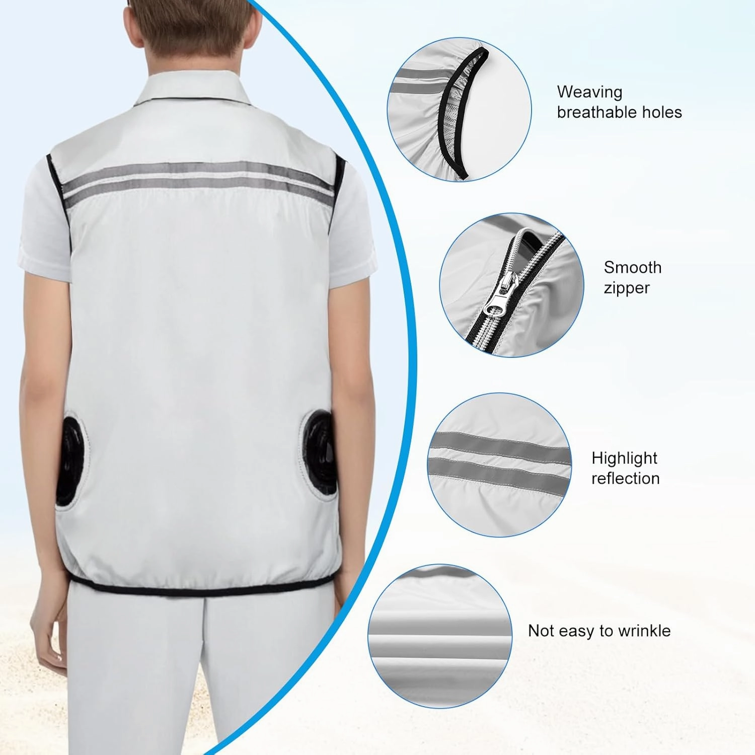 Cooling Vest with 20,000mAh Battery Pack 12V 2PCS Fan Electric Cooling Air Jacket UV Protection Vest Cool Jacket-XXL