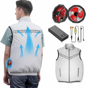 Cooling Vest with 20,000mAh Battery Pack 12V 2PCS Fan Electric Cooling Air Jacket UV Protection Vest Cool Jacket-XXL