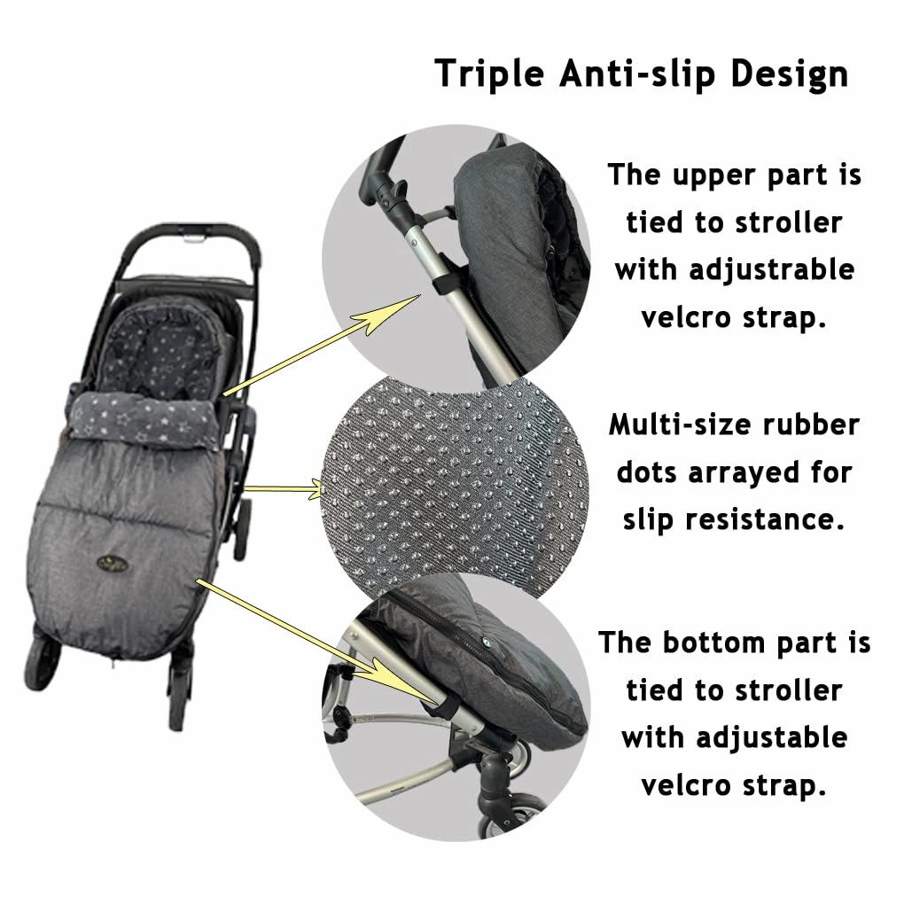 CozyMe Stroller Footmuff, Stroller Hooded Blanket for Toddler, Stroller Bunting Bag with Multi Purpose Fleece Lined Warm Winter Stroller Cover, M6-4T,Heather Grey