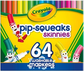 Crayola Pip-Squeaks Skinnies Washable Markers (64ct), Mini Markers for Kids, Coloring Markers, Craft Supplies, Kids Holiday Gift, 3 