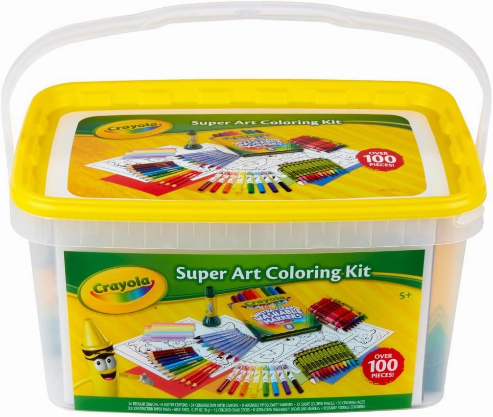 Crayola Super Art Coloring Kit (100  Pcs), Arts & Crafts Set for Kids, Coloring Supplies, Arts & Crafts Set, Gifts for Kids [Amazon Exclusive]