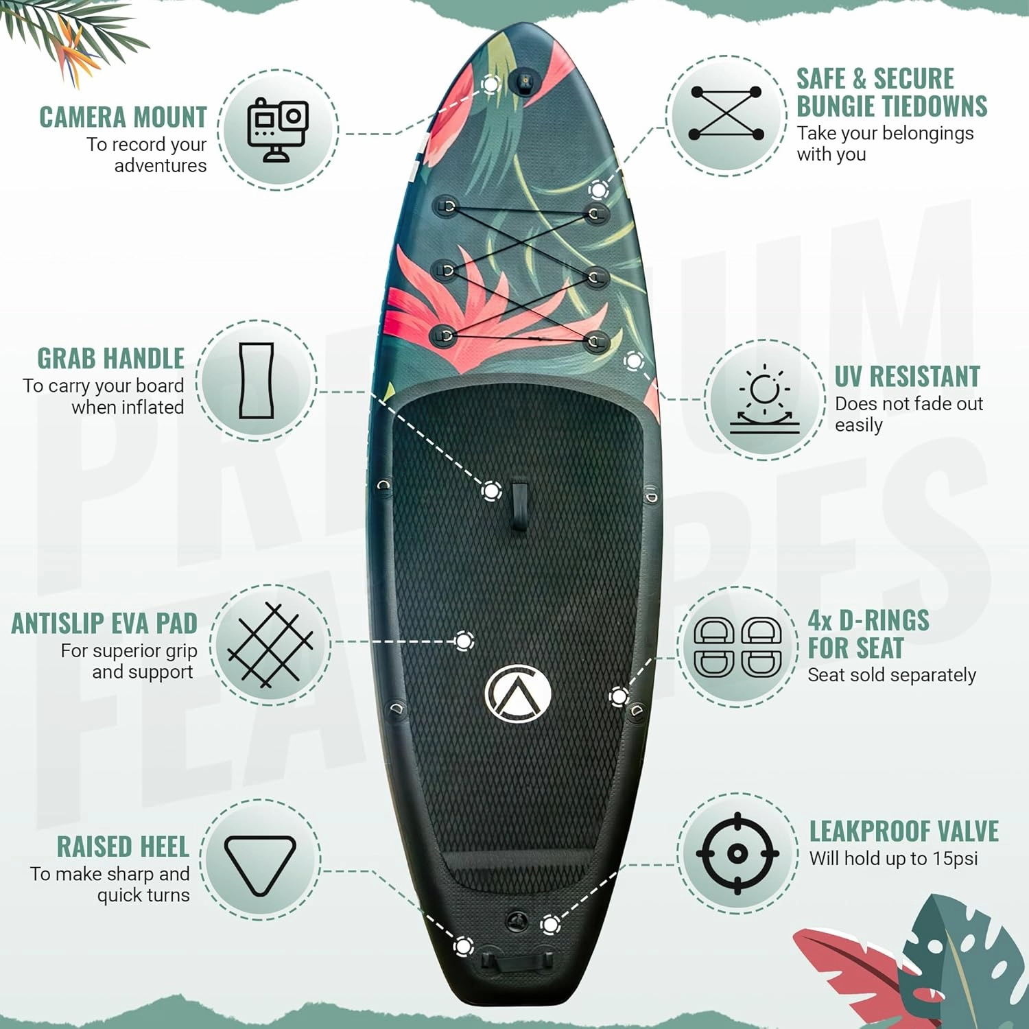 Crew Axel Inflatable Paddle Board 10’33’6” Extra Wide & Lightweight (18lb) Paddle Board – Premium SUP Set Includes 2 Bags, Floating Paddle, Camera Mount, 3 Fins, Dual Pump Kit