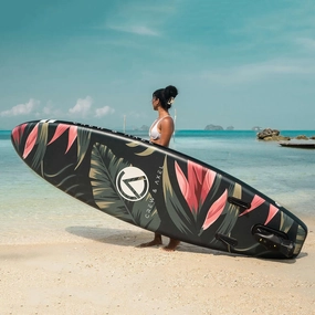 Crew Axel Inflatable Paddle Board 10’33’6” Extra Wide & Lightweight (18lb) Paddle Board – Premium SUP Set Includes 2 Bags, Floating Paddle, Camera Mount, 3 Fins, Dual Pump Kit