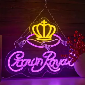 Crown Neon Sign for Bar Wall Decor, Royal Beer Lights Signs Whiskey LED Sign for Bar Man Cave Bedroom Home Shop Pub Bistro Party Hotel Game Room Decor Gifts, USB Powered