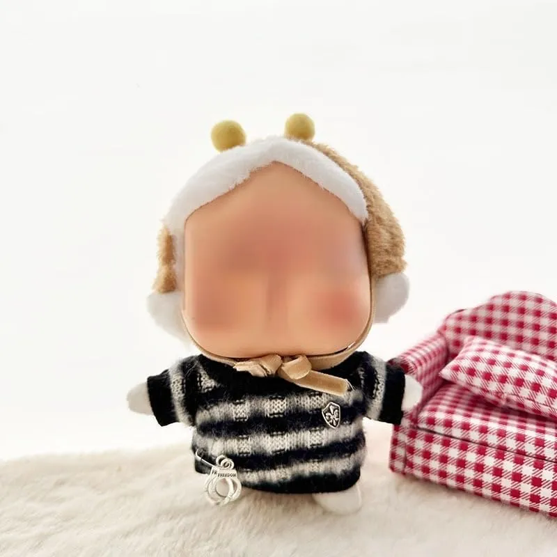 cryba tears Vinyl Plush Clothes Overalls Set (Brown Ball Brown Bow Headband   Red Fragrant Shawl)