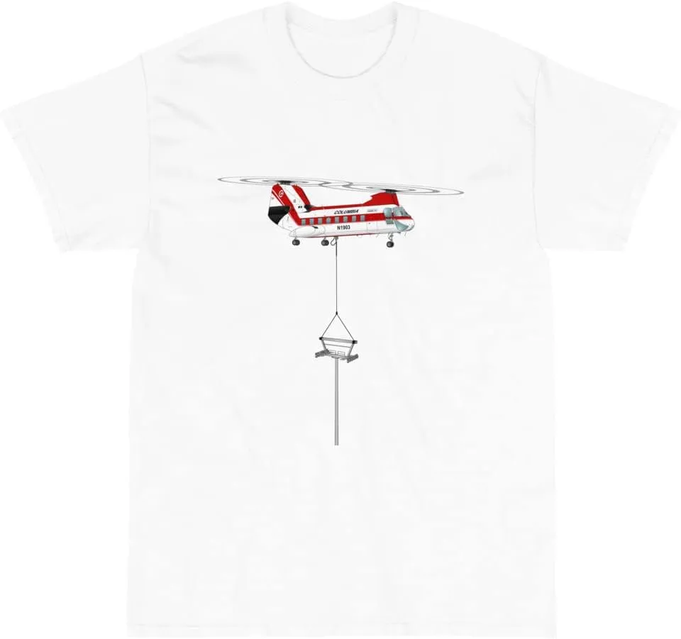 Custom Helicopter with Tower T-Shirt HELI2F5BV107IIT-RB1 White
