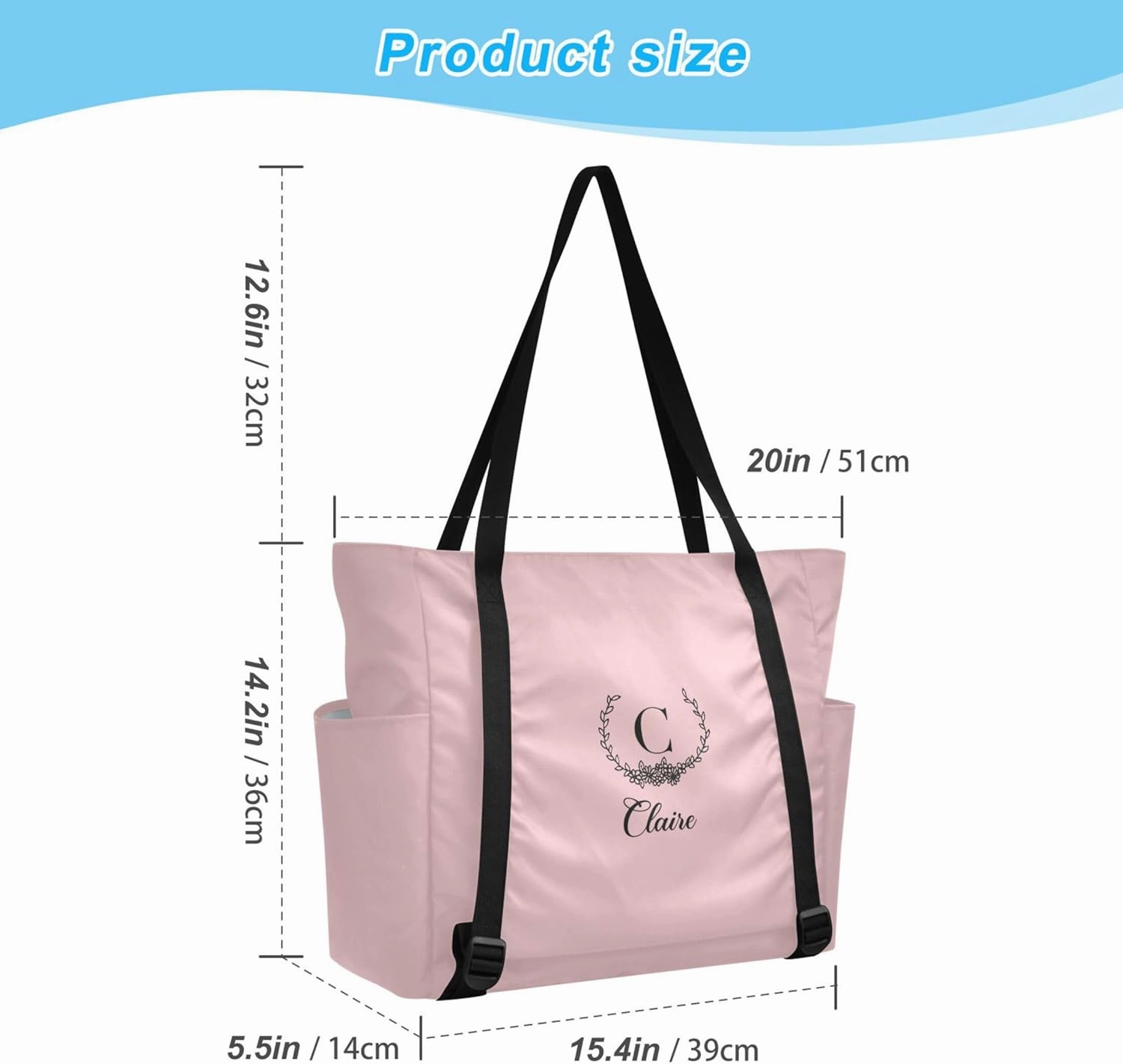 Custom Name Gym Yoga Bag with Yoga Mat Carrier Azalea Personalized Yoga Pilates Tote Shoulder Bag for Travel