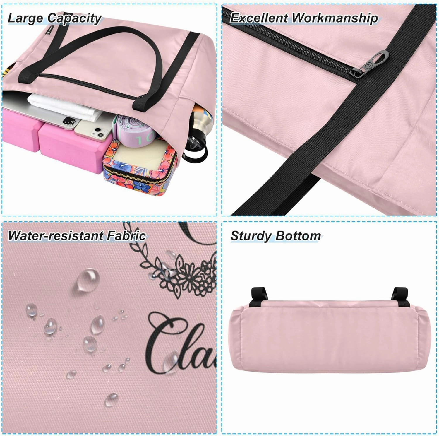 Custom Name Gym Yoga Bag with Yoga Mat Carrier Azalea Personalized Yoga Pilates Tote Shoulder Bag for Travel
