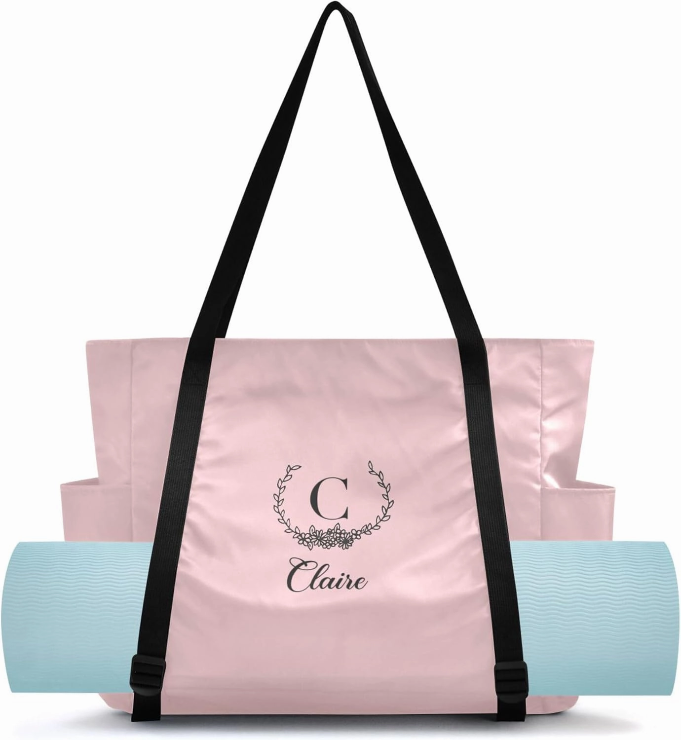 Custom Name Gym Yoga Bag with Yoga Mat Carrier Azalea Personalized Yoga Pilates Tote Shoulder Bag for Travel