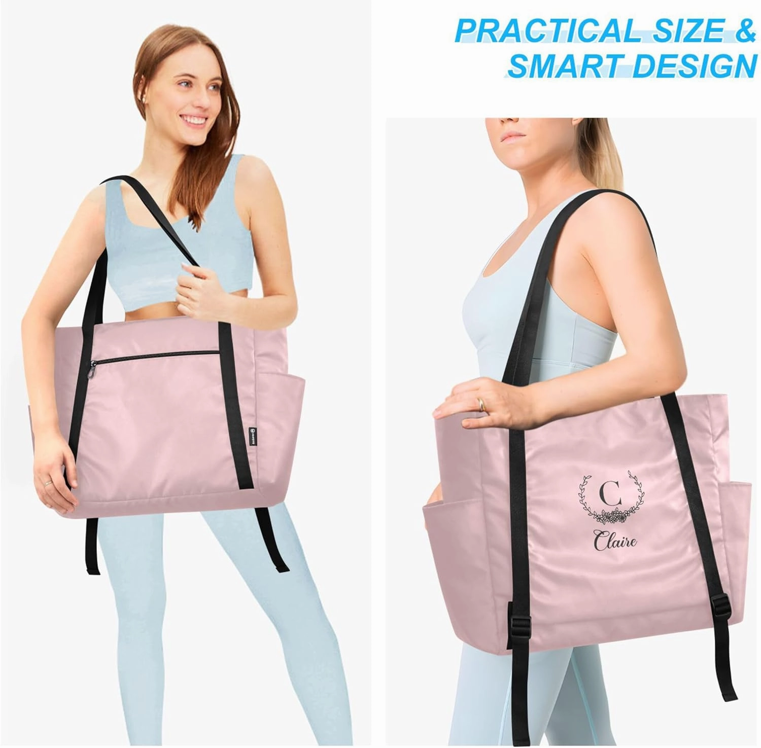 Custom Name Gym Yoga Bag with Yoga Mat Carrier Azalea Personalized Yoga Pilates Tote Shoulder Bag for Travel
