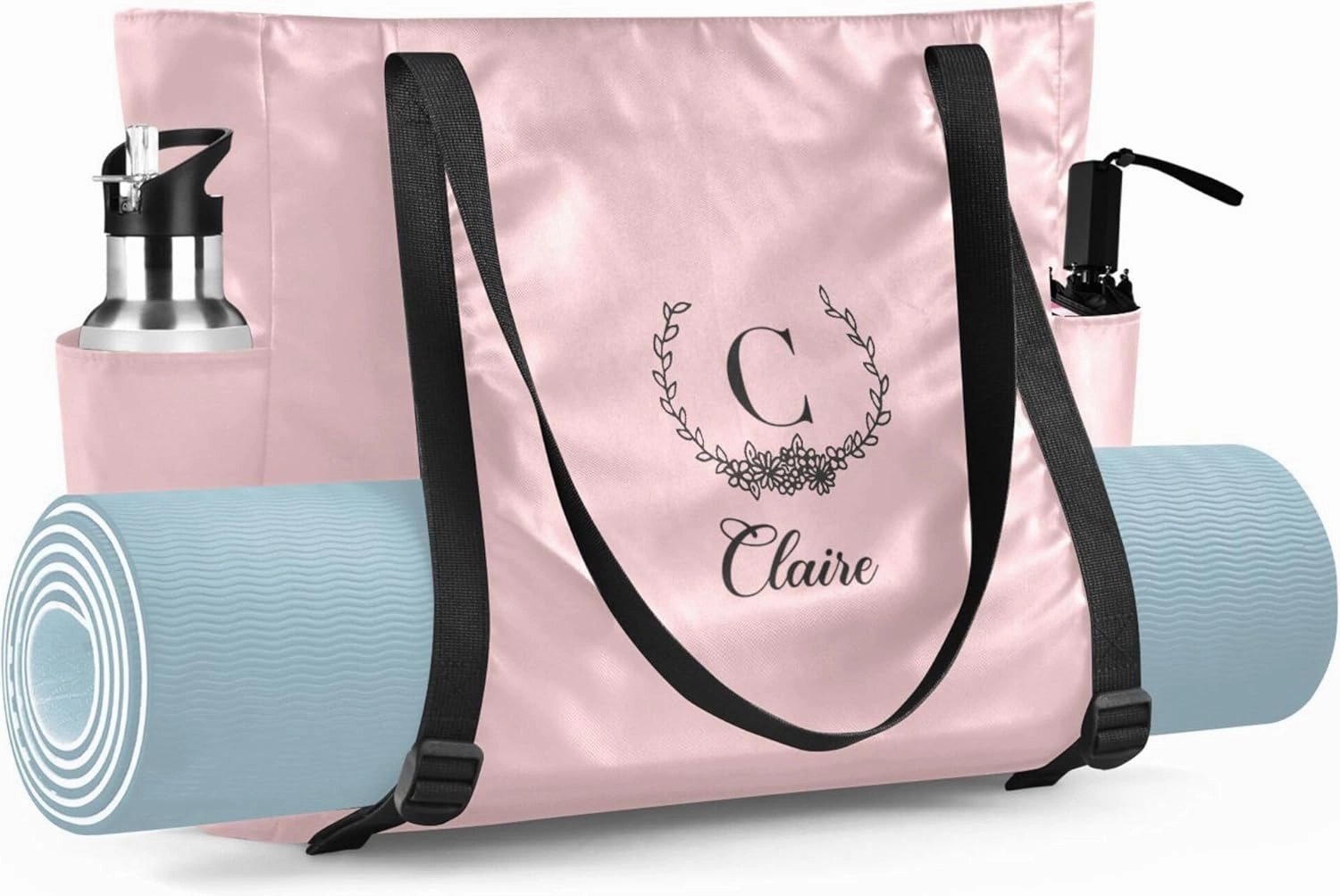 Custom Name Gym Yoga Bag with Yoga Mat Carrier Azalea Personalized Yoga Pilates Tote Shoulder Bag for Travel