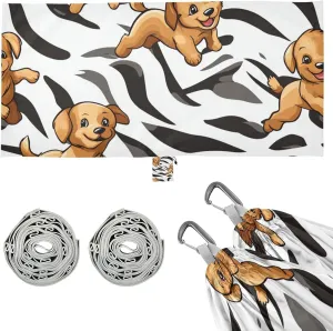 Cute Cartoon Brown Puppies Dogs Animal Stripes Outdoor Hammock Rope Hammock for Outside Camping Essentials