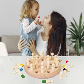 CYAZOO Wooden Memory Match Chess Game, Colorful Memory Chess, Educational Logic Block Board Game, Logic Braintease Multiplayer Toys for Boys and Girls，Parent-Child Interaction Toy Game