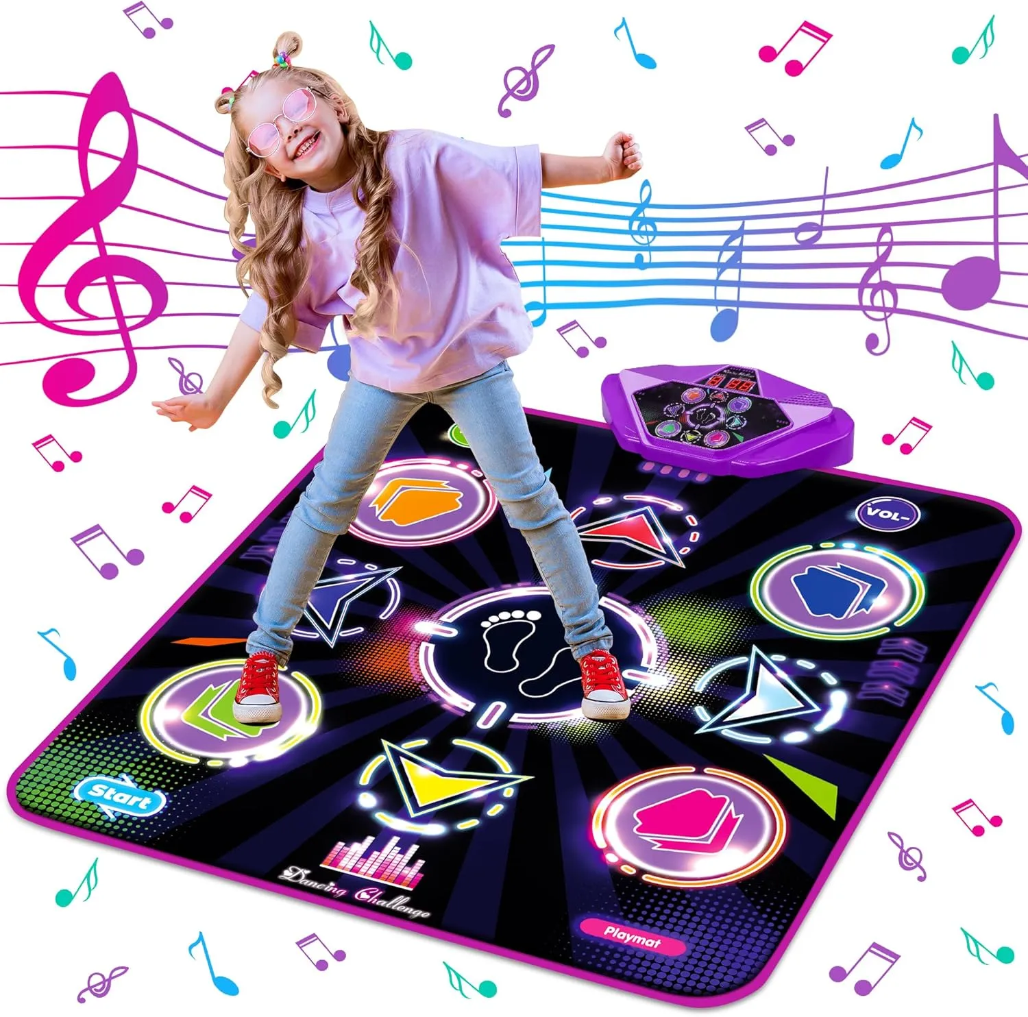 Dance Mat for Kids, Adjustable Volume, Built-in Music, 5 Game Modes, Dancing Game Pad for 3 4 5 6 7 8  Year Old Girls Boys, Dance Toys Gifts, Perfect Xmas Birthday Gift