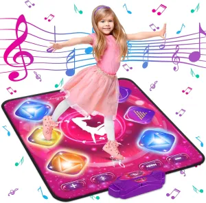 Dance Mat for Kids, Electronic Dance Pad with Wireless Bluetooth & LED Lights, Adjustable Volume, Built-in Music, 5 Game Modes, Xmas B-Day Gifts for 3  Years Old Girls Toys (Bluetooth Type-Purple)