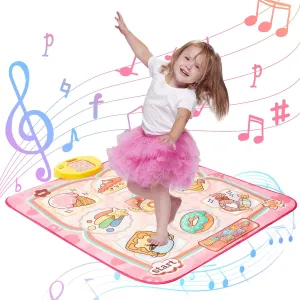 Dance Mat Toys, Electronic Dance Pad for Kids, Toddlers Dancing Game Pad with Adjustable Volume, Built-in Music, Different Game Modes, Musical Mat First Birthday Gifts for Girls Boys, Pink