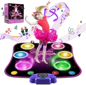 Dance Mats for Kids Ages 4-8, Dance Mat with Bluetooth, Built-in Music, 3 Languages Melodies, 5 Modes, Electronic Dance Mats for Kids with Anti-Slip Mat, Dance Mats Birthday