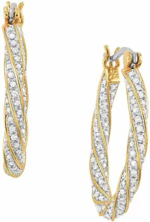 Dazzling Diamond Swirl Hoops - Women's Earrings - Gifts for Her #6207-0016