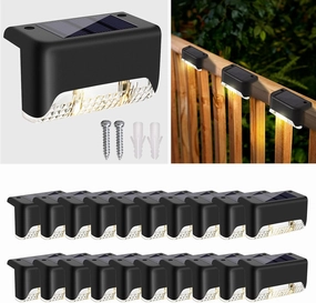 Deck Lights Solar Powered, 20 Pack Outdoor Waterproof Tiny Led Step Lights Used Outside for Deck, Stairs, Patio Fence, Garden