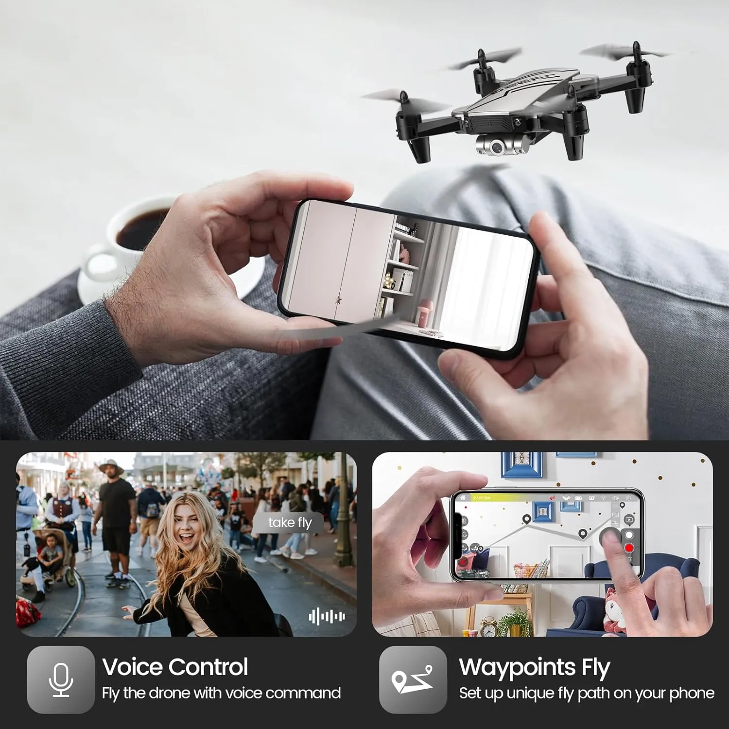 DEERC D20 Mini Drone for Kids with 720P HD FPV Camera Remote Control Toys Gifts for Boys Girls with Altitude Hold, Headless Mode, One Key Start Speed Adjustment, 3D Flips 2 Batteries, Silver