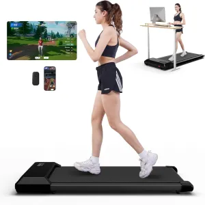 DeerRun Treadmill - 2024 Upgrade Smart Raceable Quiet Mini Walking Pad Under Desk, Small Portable for Beginners & Pros, Knee-Protective, No-Assembly
