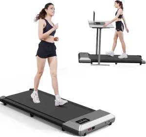 DeerRun Walking Pad, 2024 Upgrade Smart Under Desk Treadmill, 2.2HP Small Quiet Portable Treadmill, Walking Treadmill Under Desk, APP & Remote Control, Knee-Protective, No-Assembly