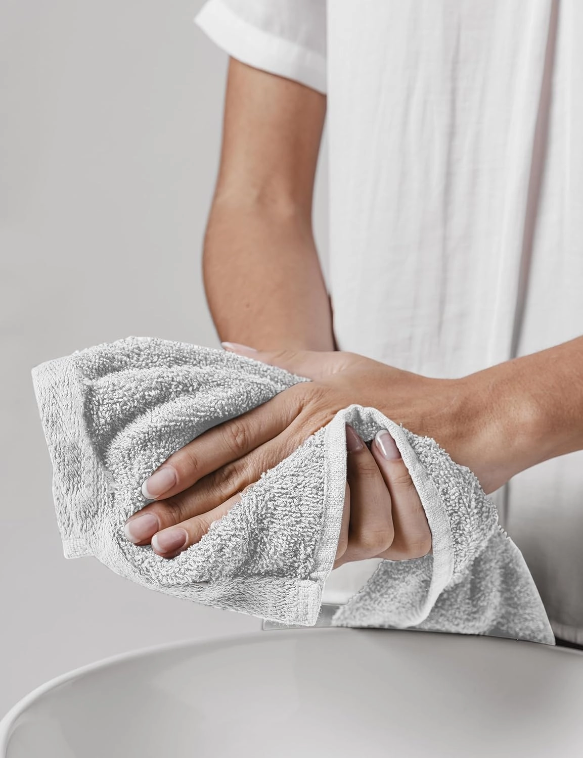 Delara Towels Cotton Washcloths Set 100% Organic Cotton, GOTS Certified Premium Quality Face Cloths, Feather Touch Technology Highly Absorbent and Soft Feel Fingertip Towels, Pack of 60