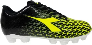 Diadora SMU Cattura LPU Youth Firm Ground Cleats, Black/Fluo Yellow Diadora, 4.5 Big Kid
