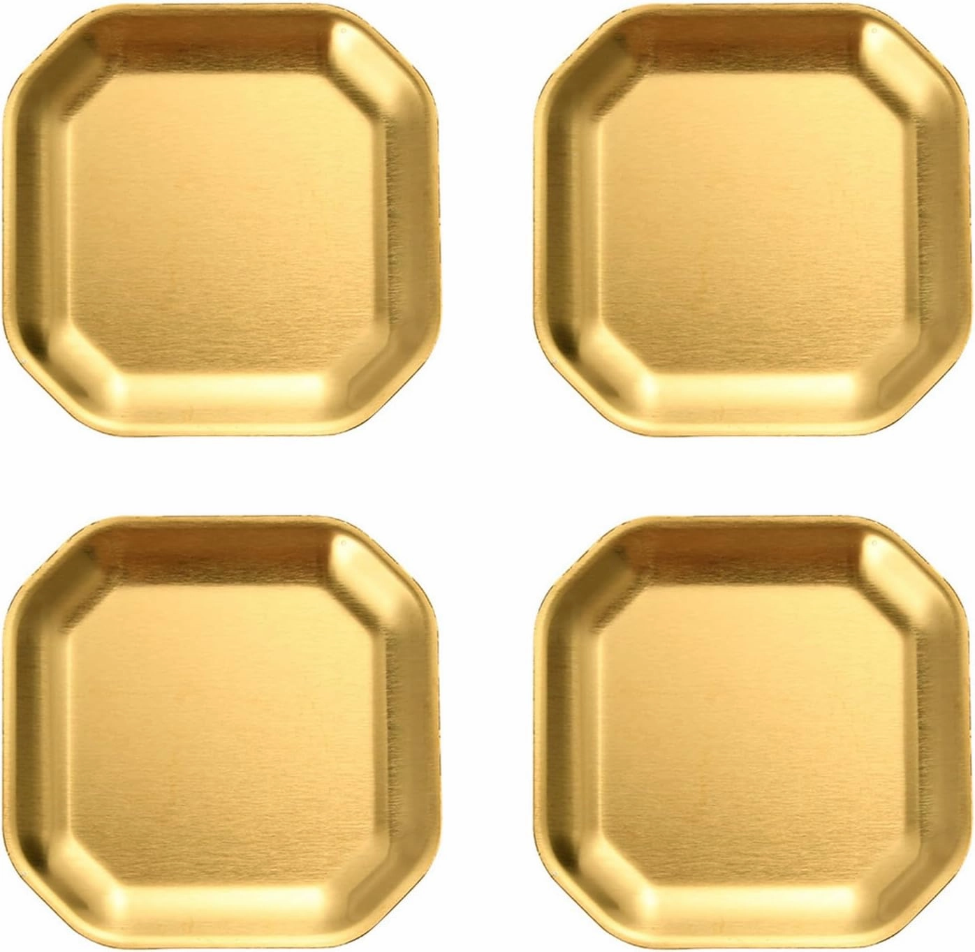 Dinner Plates，Pack of 4 Gold/Silver Stainless Steel Plates for Dinner and Camping Use Portable Dishes for Home and Outdoor Meals