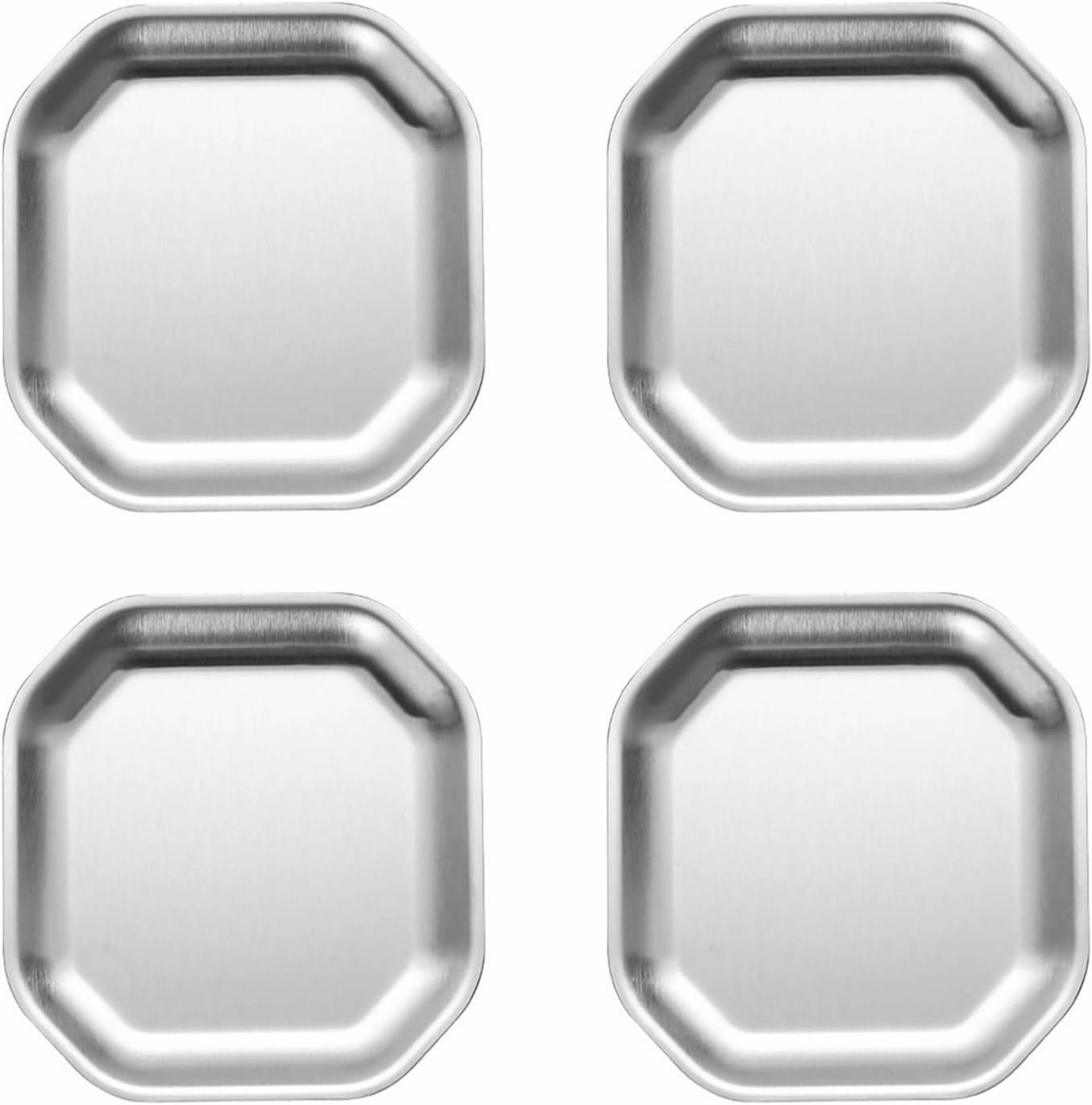 Dinner Plates，Pack of 4 Gold/Silver Stainless Steel Plates for Dinner and Camping Use Portable Dishes for Home and Outdoor Meals