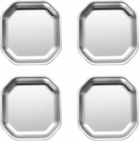 Dinner Plates，Pack of 4 Gold/Silver Stainless Steel Plates for Dinner and Camping Use Portable Dishes for Home and Outdoor Meals