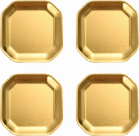 Dinner Plates，Pack of 4 Gold/Silver Stainless Steel Plates for Dinner and Camping Use Portable Dishes for Home and Outdoor Meals