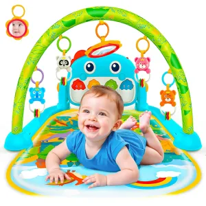 Dinosaur Newborn Baby Toys 0-6 Months Tummy Time Baby Gym Play Mats with High Contrast Book Piano Floor Playmate for Infant 0-3 3-6 Month Musical Learning Toys Gifts for Newborns 0  Months Boys Girls