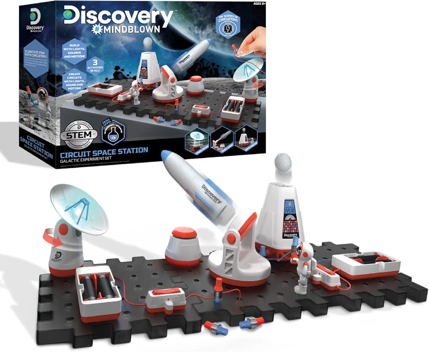 Discovery #Mindblown Circuitry Space Station Galactic Experiment Set, Build-It-Yourself Engineering Toy Kit, Explore The Science of Motion, Great Gift for Kids, 26-Piece, Age 8 