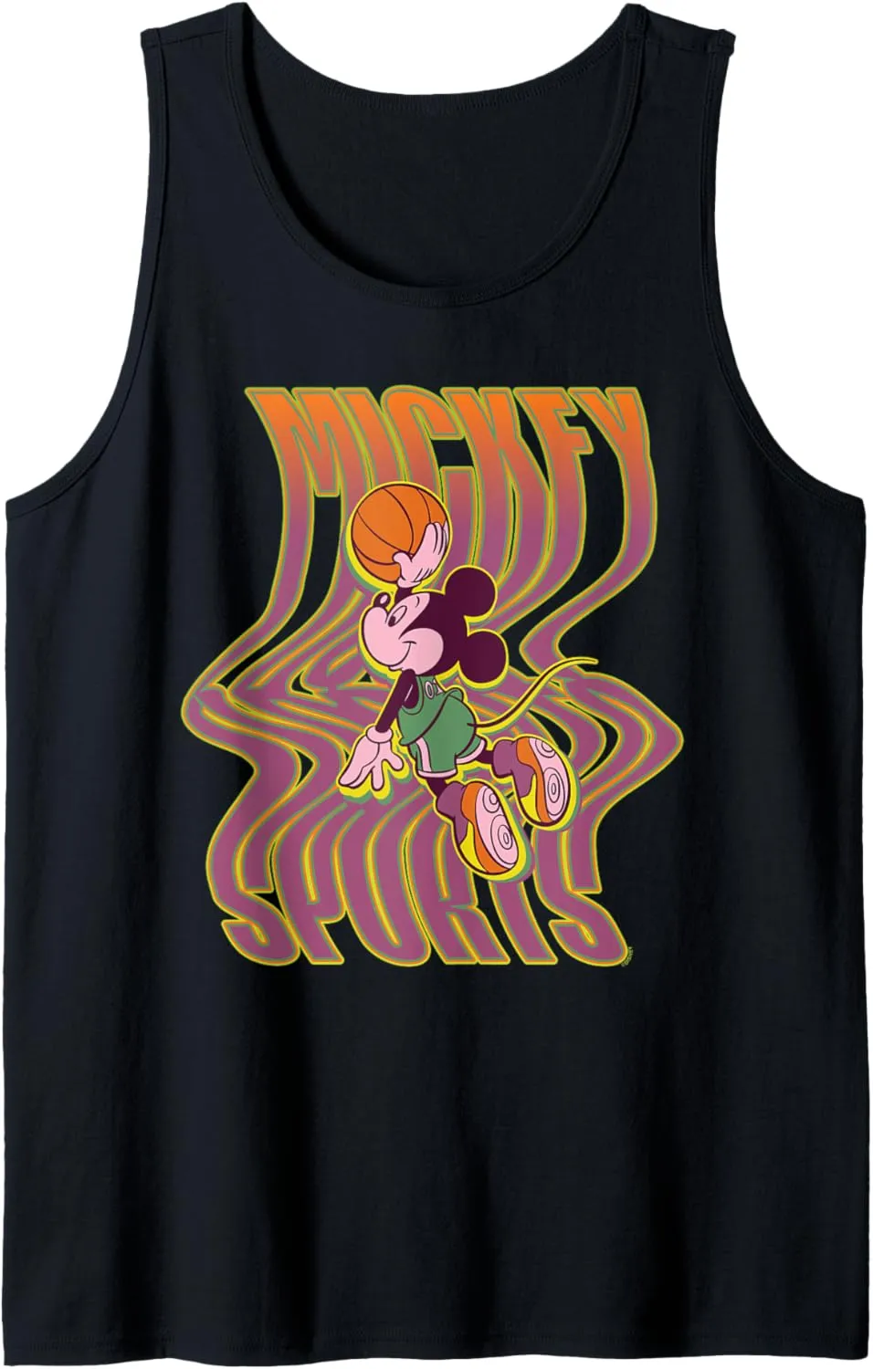 Disney Mickey Mouse Sports Basketball Dunk Wavy Letters Tank Top
