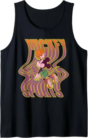 Disney Mickey Mouse Sports Basketball Dunk Wavy Letters Tank Top