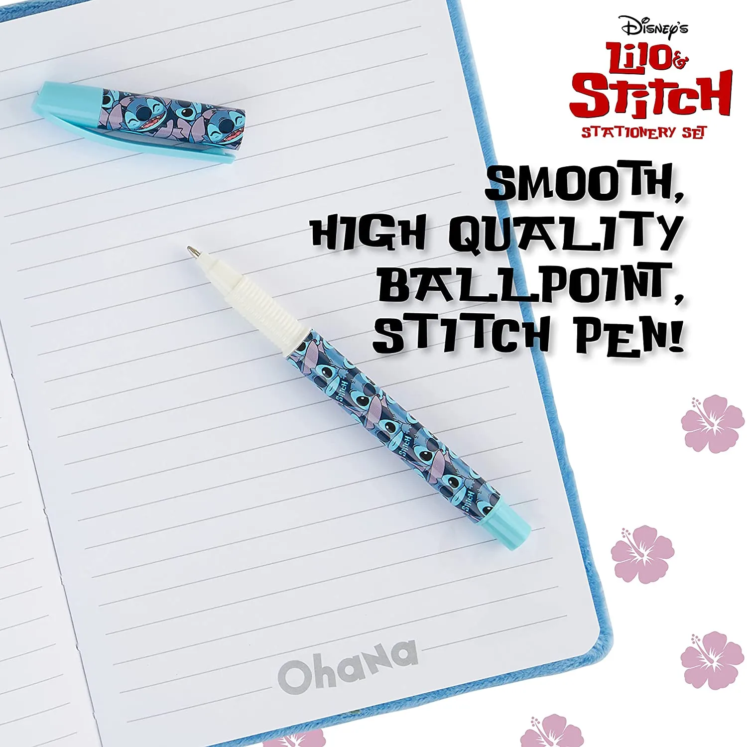 Disney Notebook, School Stationary Set with Stitch Fluffy Notebook and Pen Set