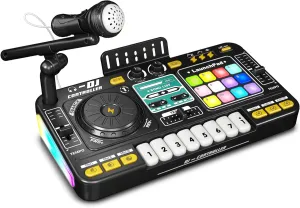 DJ Mixer Toy for Toddlers - Music Educational DJ Toys with Lights Songs Sound Effects Microphone Bluetooth - Musical Instruments Toy Birthday for Boys Girls Age 3 4 5 6 Years Old