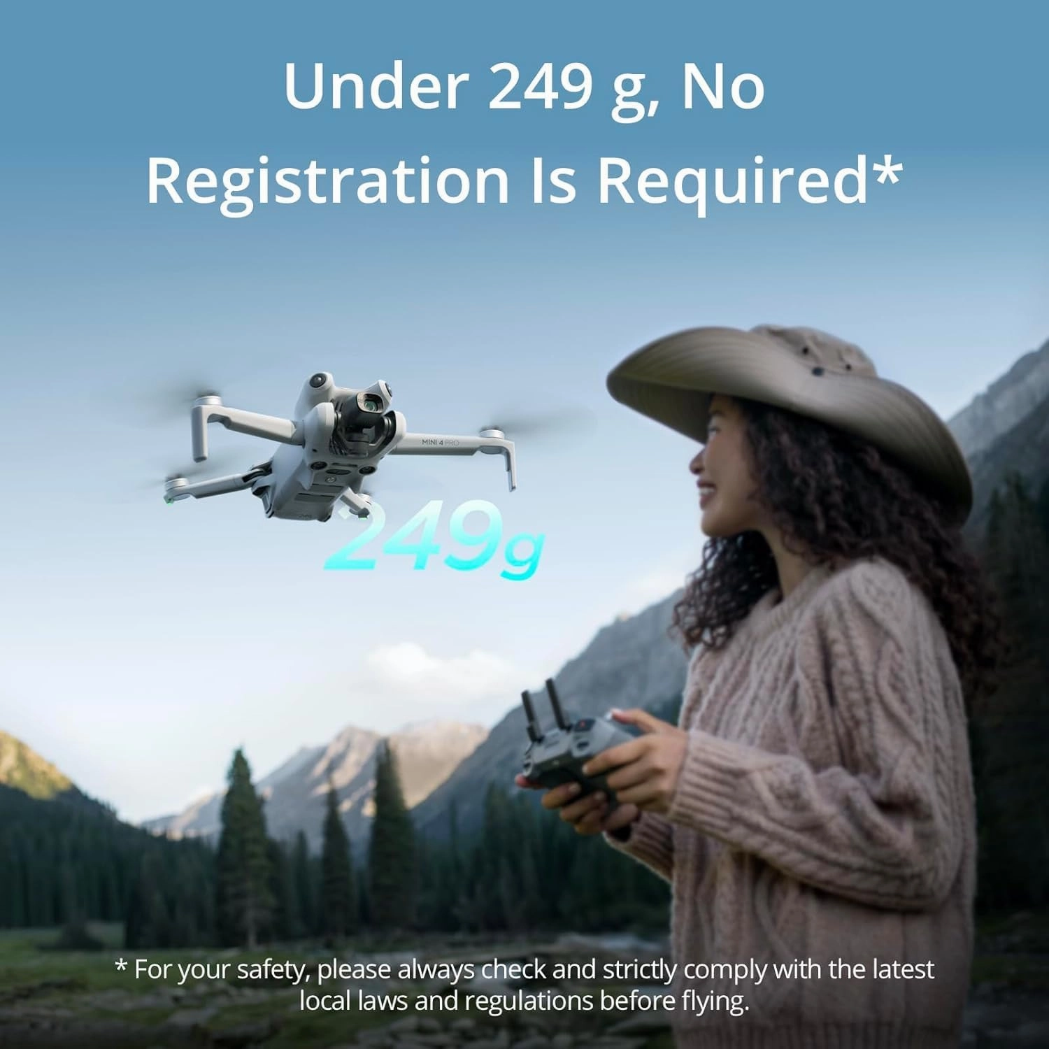 DJI Mini 4 Pro Folding Drone with RC-N2 Remote (No Screen) 4K HDR Video, Under 249g, 34 Mins Flight Time, Omnidirectional Vision Sensing Bundle with 1 Year DJI Care Refresh Plan & Accessories