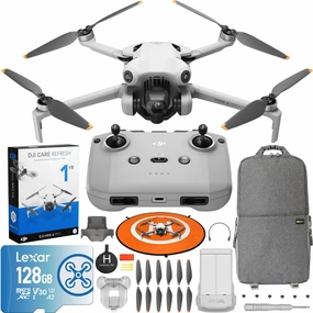 DJI Mini 4 Pro Folding Drone with RC-N2 Remote (No Screen) 4K HDR Video, Under 249g, 34 Mins Flight Time, Omnidirectional Vision Sensing Bundle with 1 Year DJI Care Refresh Plan & Accessories