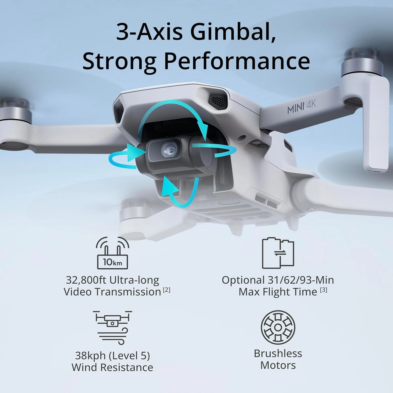 DJI Mini 4K Drone Quadcopter Fly More Combo with Camera for Adults, Under 249g, 3-Axis Gimbal Stabilization, 10km Video Transmission, Auto Return, 3 Flight Batteries Bundle with Deco Gear Accessories
