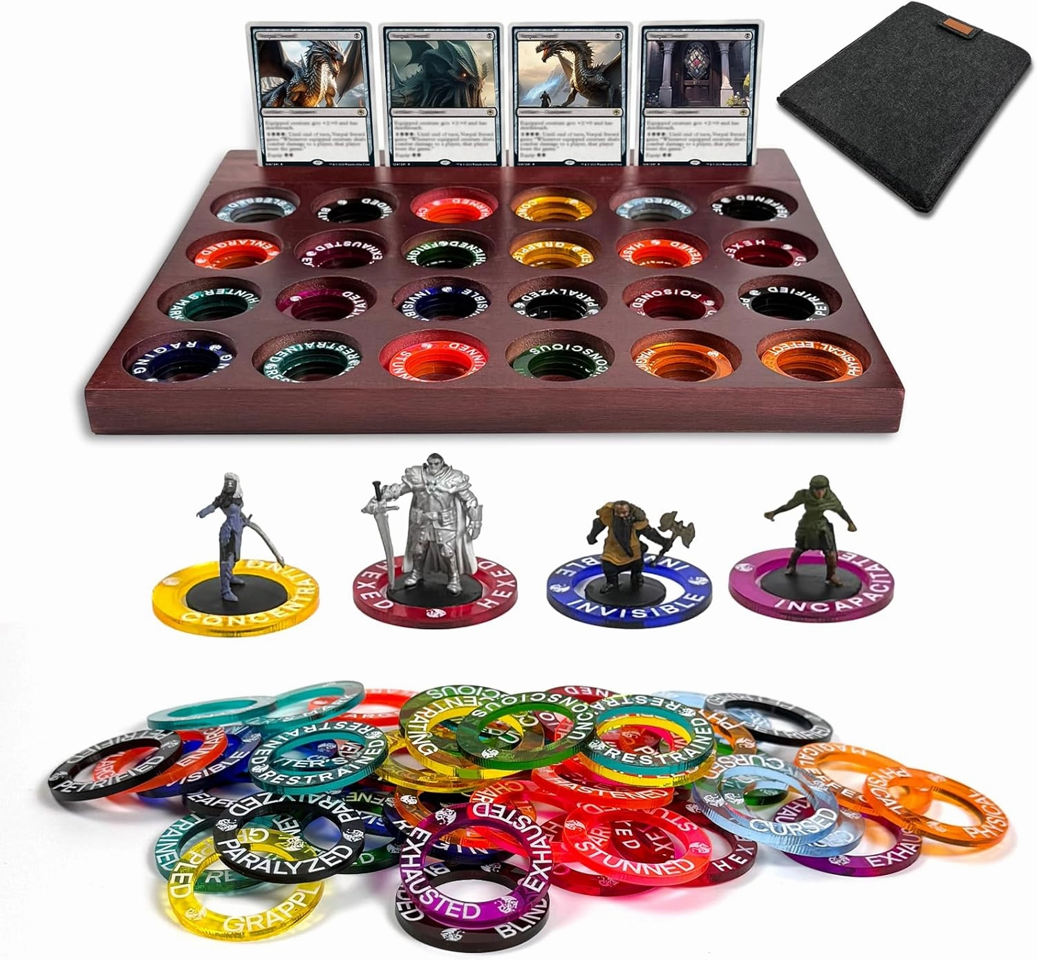 DND Miniatures Condition Markers - 96 D&D Status Effect Markers in 24 Frequently Used Conditions for Pathfinder and Dungeons and Dragons Accessories Tokens - Premium Storage Box DnD Gifts
