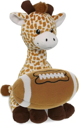 DolliBu Giraffe Stuffed Animal with Football Plush - Soft Huggable Giraffe, Adorable Playtime Plush Toy, Cute Safari Life Gift, Personalized Plush Doll Animal Toy for Kids and Adults - 10 Inches
