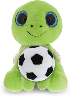 DolliBu Large Green Sea Turtle Stuffed Animal with Soccer Ball Plush - Soft Huggable Turtle, Adorable Playtime Plush Toy, Wildlife Gift, Super Soft Plush Doll Animal Toy for Kids and Adults - 6 Inch