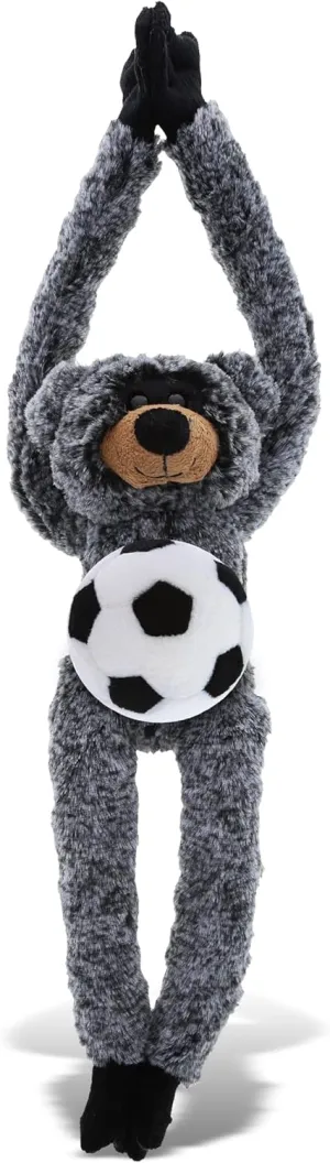 DolliBu Long Arms Black Bear Stuffed Animal with Soccer Ball Plush - Soft Huggable Black Bear, Adorable Teddy Bear Plush Toy, Cute Wildlife Sports Gift - 21 Inch