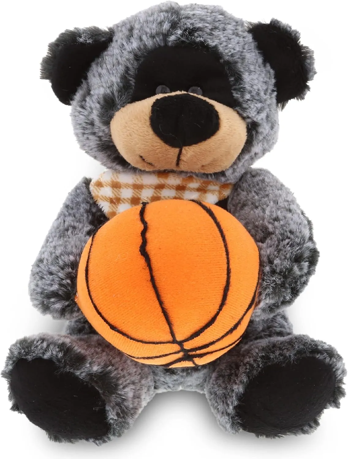 DolliBu Sitting Black Bear Stuffed Animal with Basketball Plush - Soft Plush Huggable Bear, Adorable Playtime Plush Toy, Cute Wildlife Gift for Kids and Adults - 9 Inch