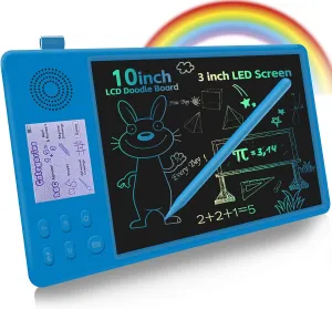 Doodle Board Toys for Girls Boys: Kids LCD Writing Tablet 10inch - Toddler Gifts Painting Pad with Dual Screen - Learning Educational Tool for Ages 3-8 Year Old Birthday Christmas (Blue)